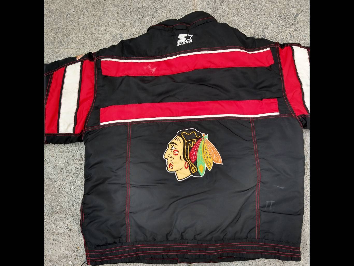 Starter Chicago Blackhawks Pullover Half-Zip Hooded Prospect Jacket M / Blackhawks Black Mens Outerwear