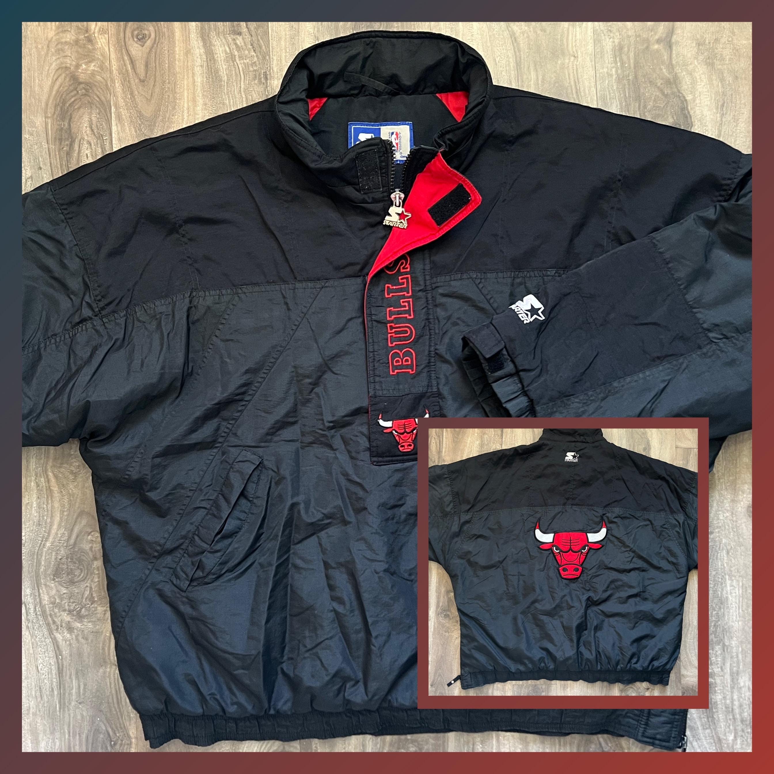 Vintage 90s Starter Chicago Bulls Jacket Pullover Kangaroo