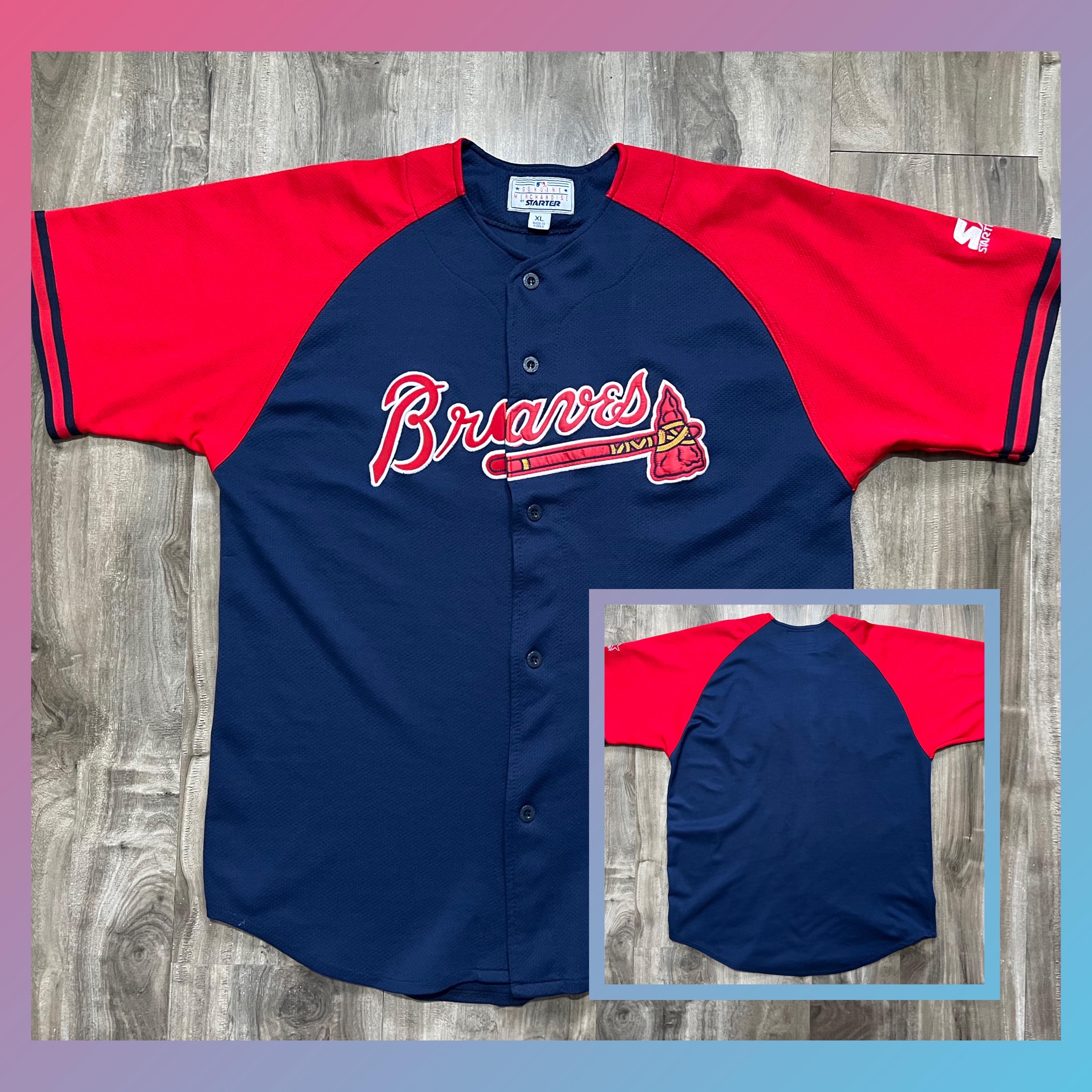 ウェア Jersey Tee BRAVES MLB John Smoltz signed 1980's Atlanta Braves Blue Cooperstown