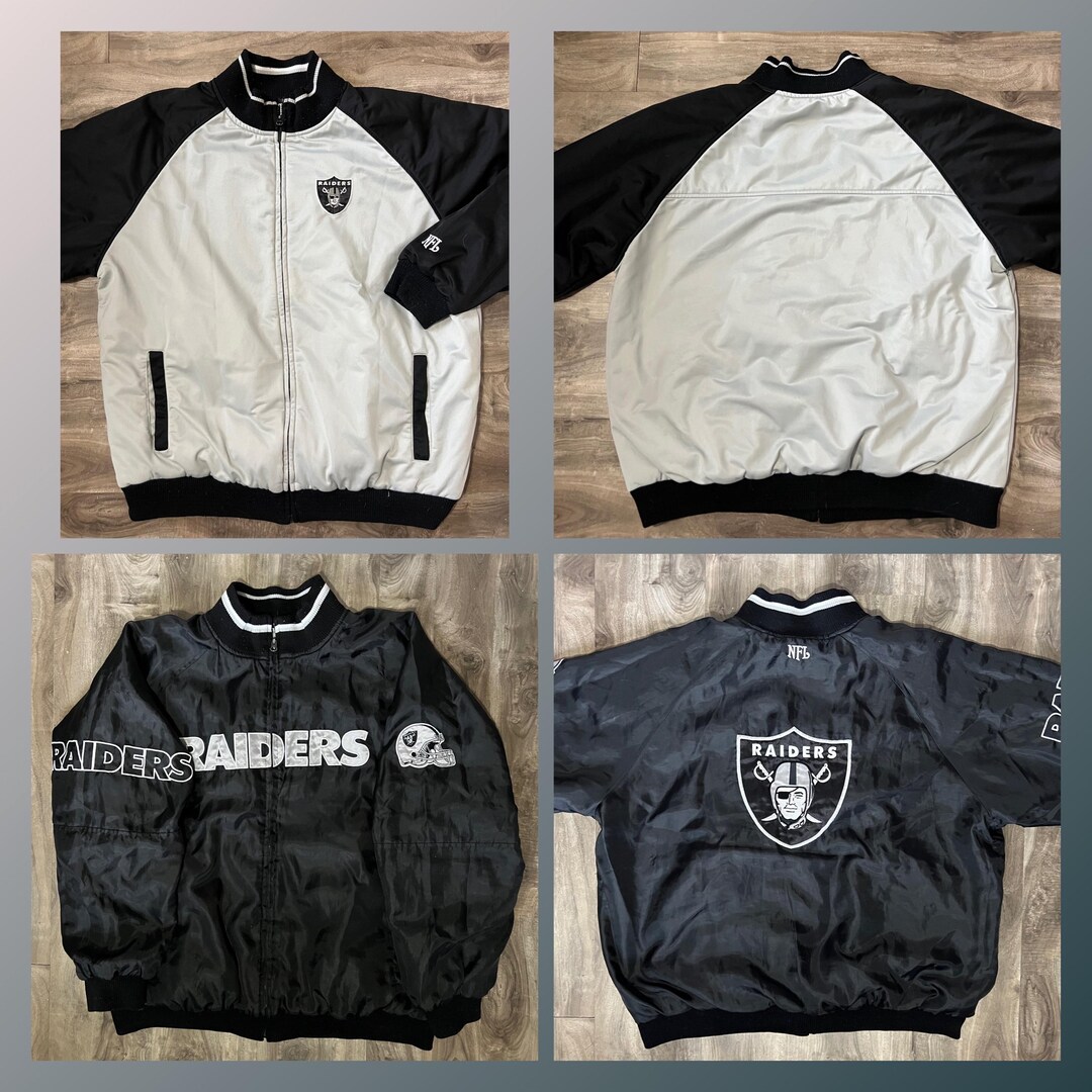 Vintage Reversible Raiders Full Zip Windbreaker Jacket NFL 90s - Etsy