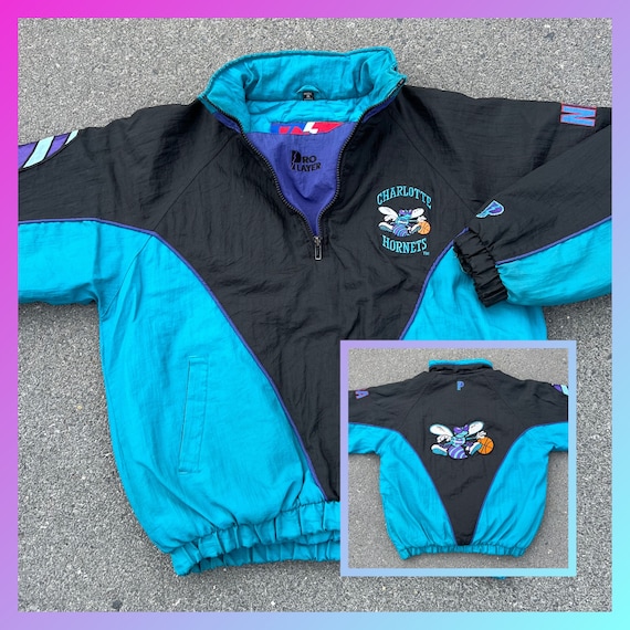 Vintage Pro Player Charlotte Hornets Half Zip Pullover Jacket 90s Nba Etsy UK