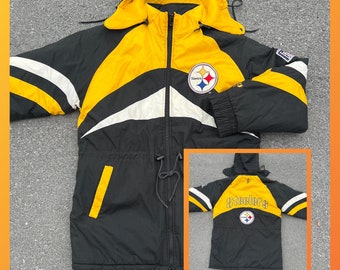Vintage 1990s Pittsburgh Steelers Starter Pouch Color Block Jacket