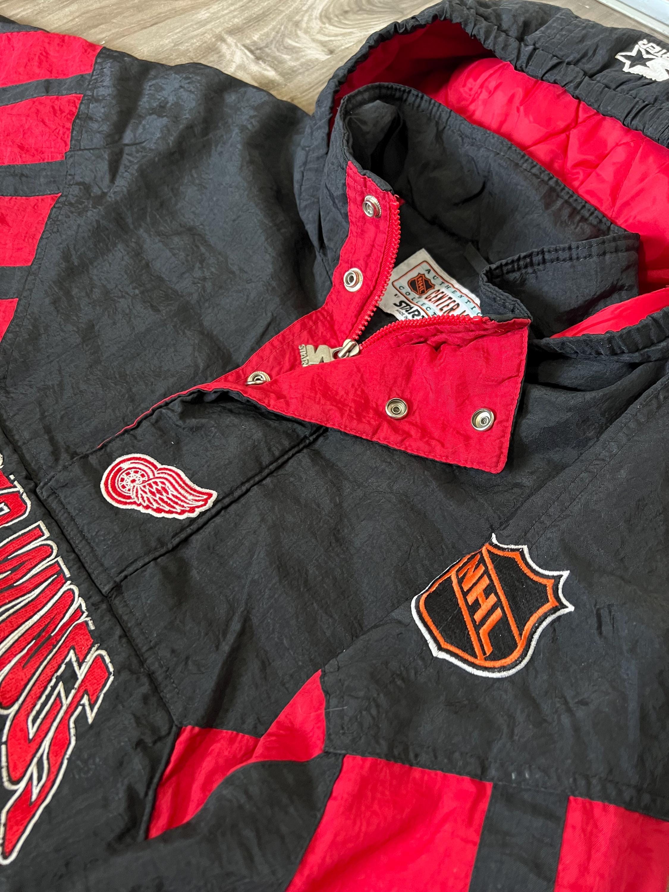 90s REDWINGS NHLジャケットMサイズプルオーバー 2pac 706 Vintage 90s Detroit Red Wings 1/2 Zip Starter Hockey Jacket