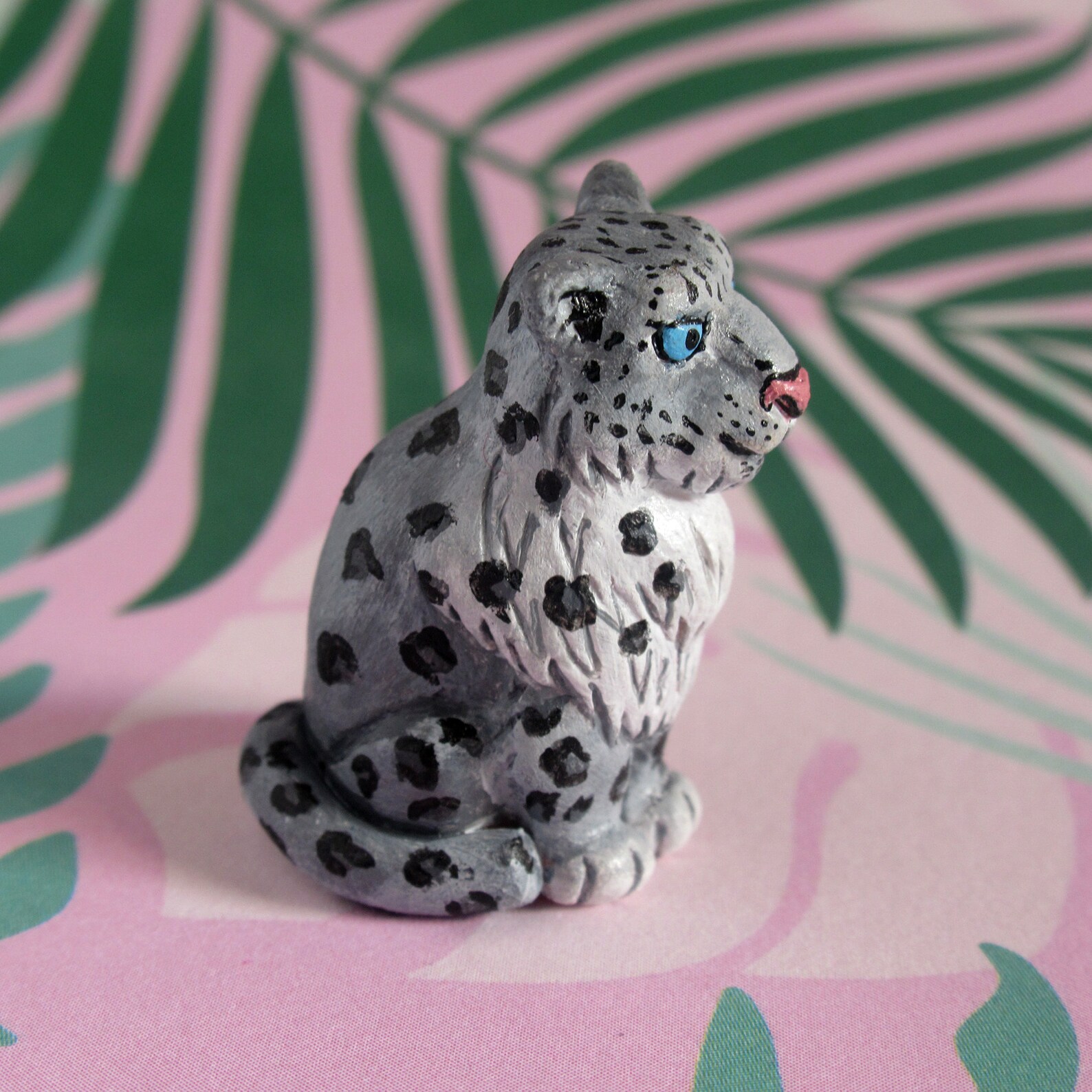 Snow Leopard small Figurine Winter Animal Catlike Lovers Etsy