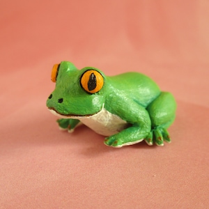 Green frog figurine for cottagecore decor Frog and toad figurine for rustic home decor Cute frog miniature cottagecore art rustic home decor