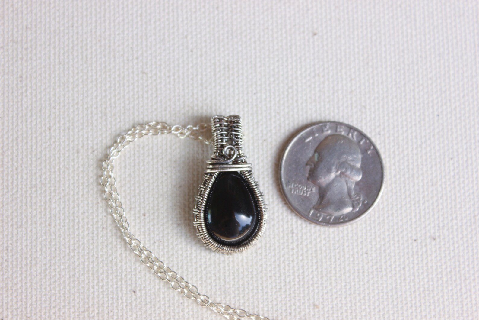 Obsidian Pendant Antiqued Sterling Silver Etsy