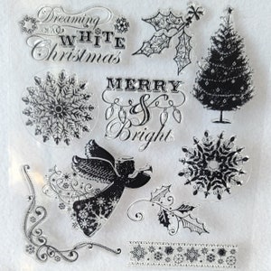 10 doorzichtige kerststempels van rubbervinyl voor scrapbooking, kaarten maken NIEUW