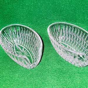 2 Crystal GLASS Silverware Holders / Spoon Rest by Princess House, EXCELLENT Cond.