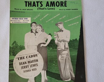 Vintage 1953 Sheet Music, Thats Amore, The Caddy, Dean Martin, Jerry Lewis, Donna Reed