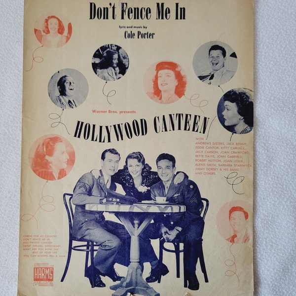 Vintage 1944 Sheet Music, Don't Fence Me In, Hollywood Canteen, Cole Porter