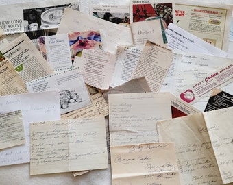 590+ Rezepte, Vintage handgeschrieben, Zeitungen, Bücher, Fliers Etc ...