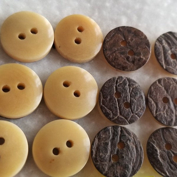 12 Vintage Simulated Bark Wood BAKELITE Buttons, Approx. 5/8" Lot # A 24