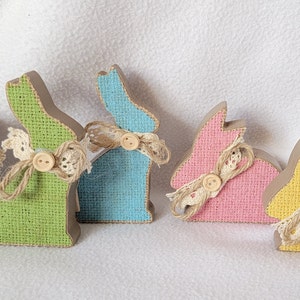 Primitive Bauernhaus Holz Sackleinen Bunny Fotohalter, Tischkartenhalter, Figur, NEU alter Lagerbestand