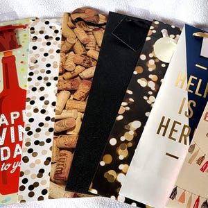 8 dekorative Weinflasche Geschenk Taschen / Totes, schweres Gewicht Papier w / Tags, Brand NEU (Lot 1)