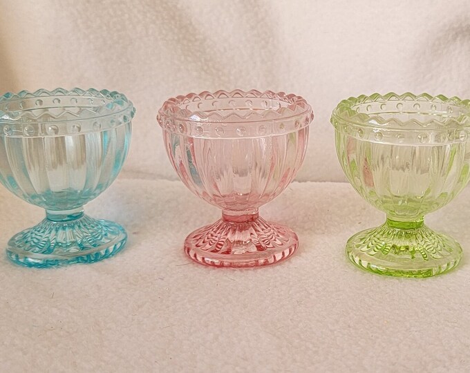 Easter Egg Cups GLASS, You Choose, Egg Display, Egg Holders, Blue, Pink, Green NEW Old Stock Etsy