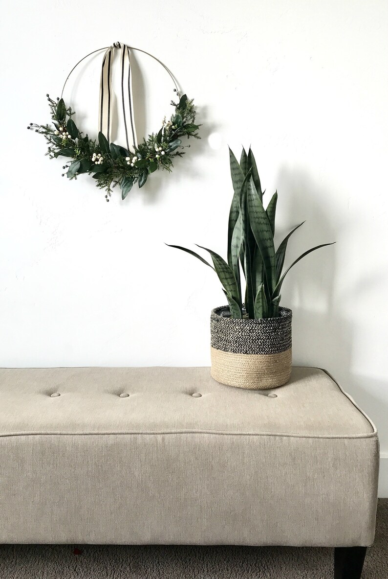 holiday wreath christmas wreath modern wreath gift idea ALICE white berry wreath holiday decor, front door wreath gold hoop wreath