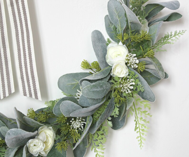 front door wreath mothers day gift fern wreath lambs ear wreath nursery decor easter wreath spring wreath gold hoop wreath REESE