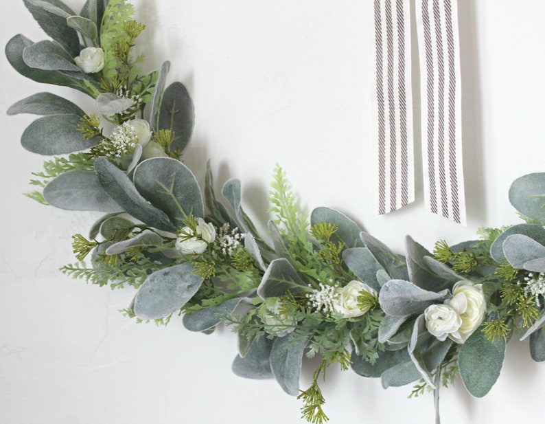 front door wreath mothers day gift fern wreath lambs ear wreath nursery decor easter wreath spring wreath gold hoop wreath REESE