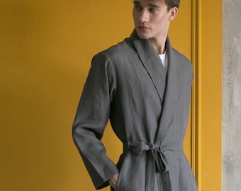 washed linen dressing gown