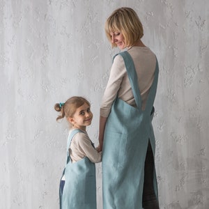 Women&#39;s Pinafore Apron -  Japanese Cross Back Apron for Kids and Women - Mother Daughter Apron