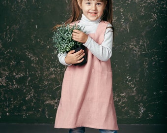 Tablier pour enfants - Tablier en lin pour enfants - Tablier en lin pour enfants - Tablier Pinafore, Tablier à dos croisé - Tablier japonais - Tablier Montessori - Tablier smock