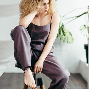 Pajamas With Pockets - Linen Pajamas - Pajamas Set Women - Loose Linen Pants - Bridesmaid Pyjamas