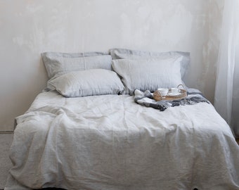 Pure Linen Bedding - King Size Duvet Cover - Linen Bedspread - Double Bedding - Duvet Cover and Pillow Cases - Grey Linen Pillow Shams