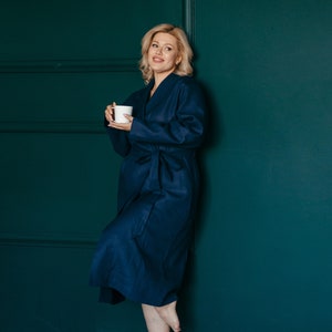 Womens Linen Robe - Linen House Robe - Bath Robe - Ladies Dressing Gown - Flax Clothing - Plus Size Robe - Anniversary Gift - Wedding Gift