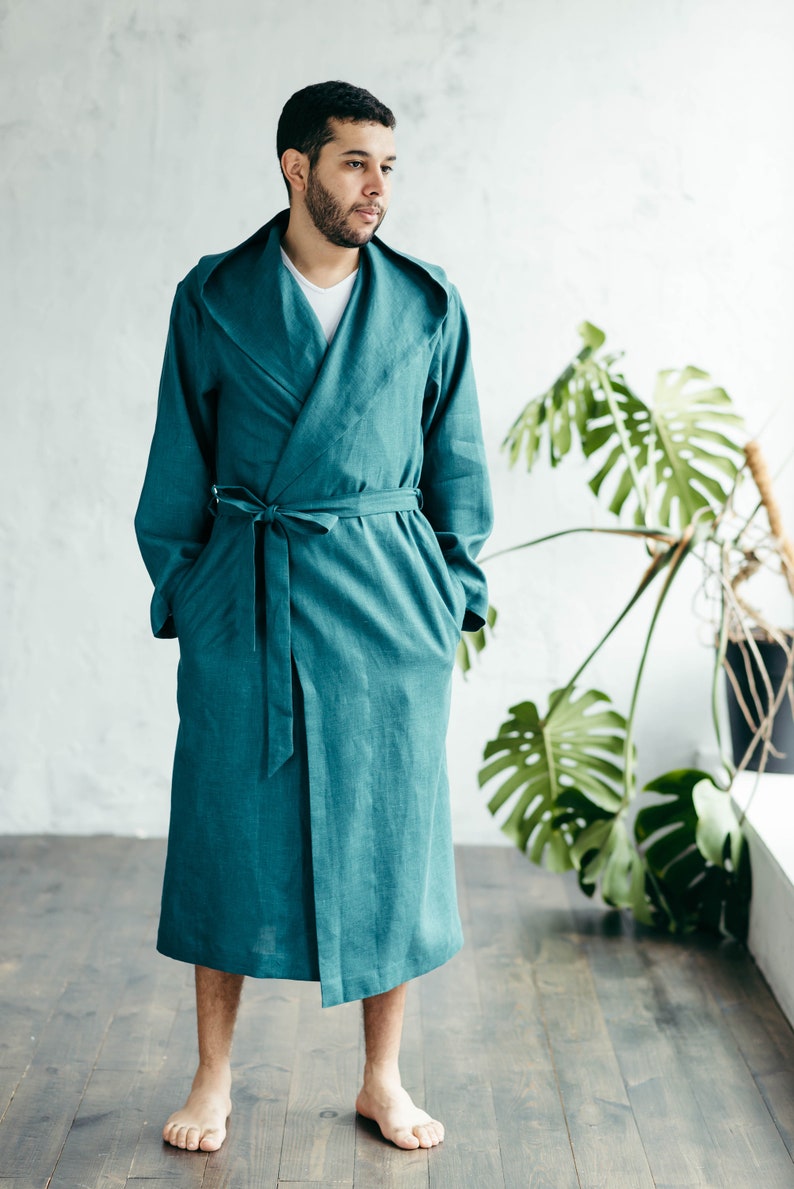 Robe with Hood Robe for Men Linen Robe for Women Mens Etsy