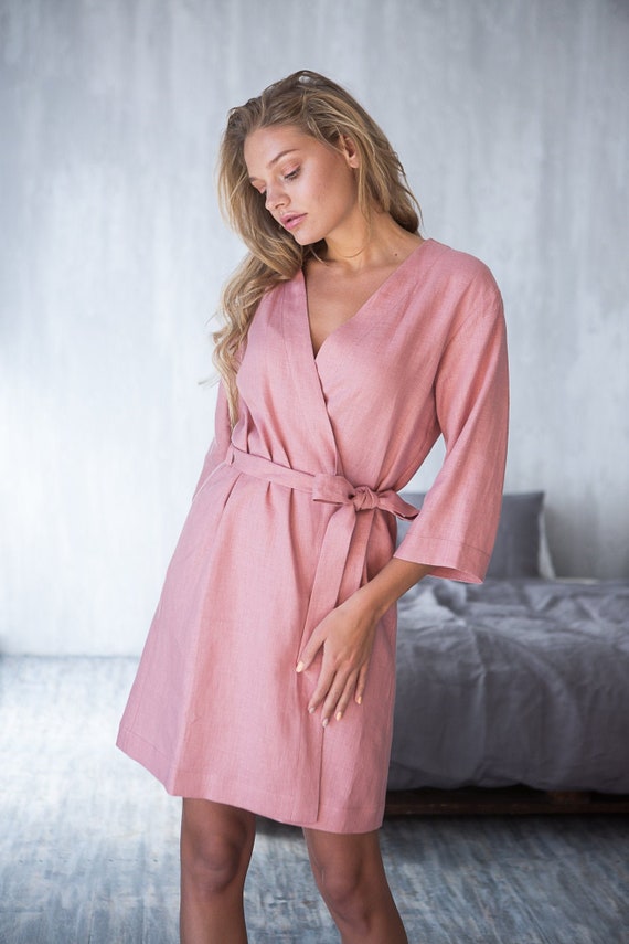 Linen Robe Linen Dressing Gown Linen Bathrobe Linen Kimono Etsy UK