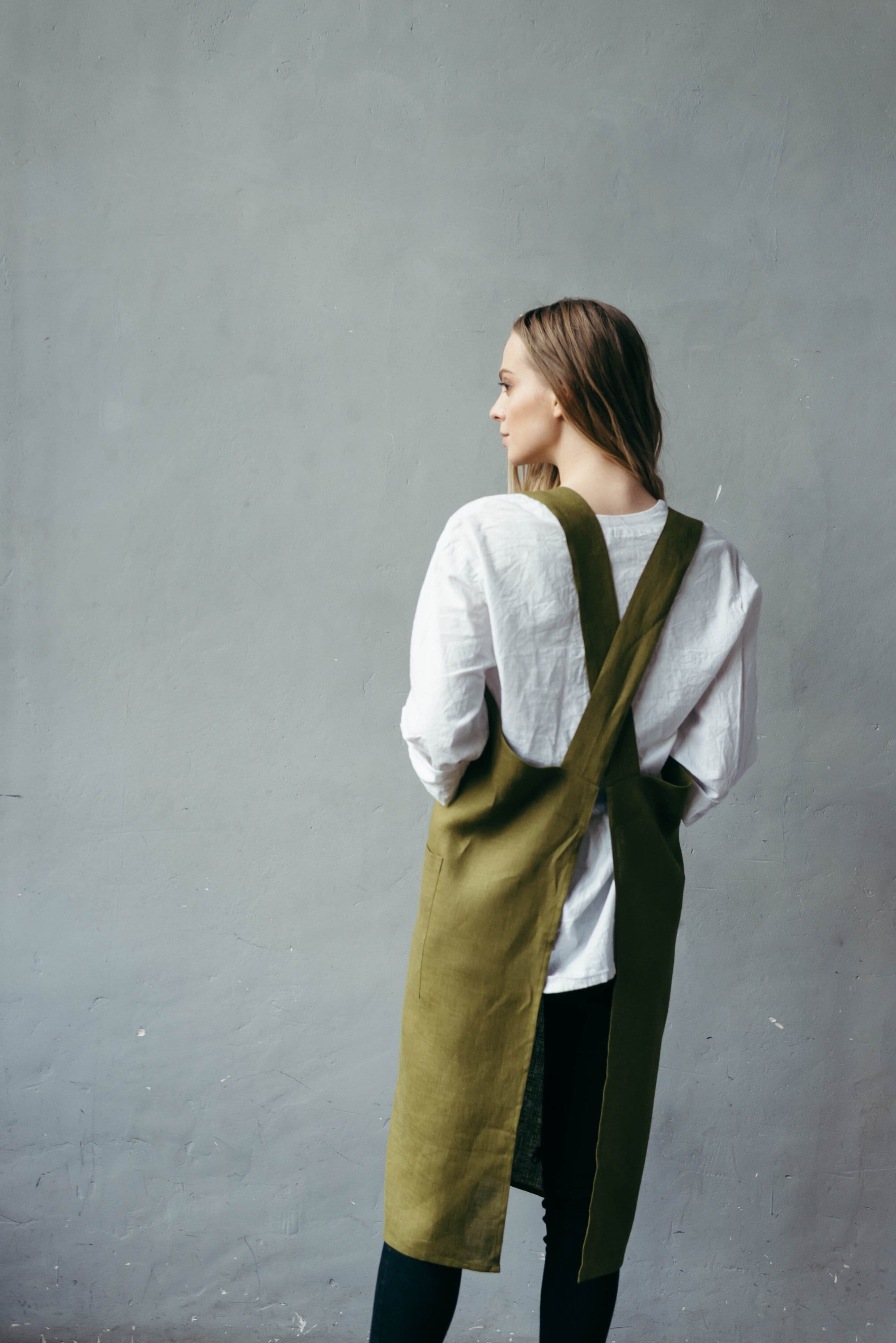 Linen Smock  Buy a Cross Back Smock Apron Online - Portland Apron Company