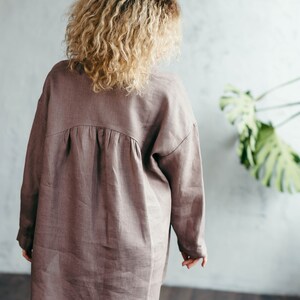 Loose Linen Shirt Casual Linen Shirt Long Sleeve Summer Top Linen Blouses for Women Linen Summer Top Peplum Top image 4