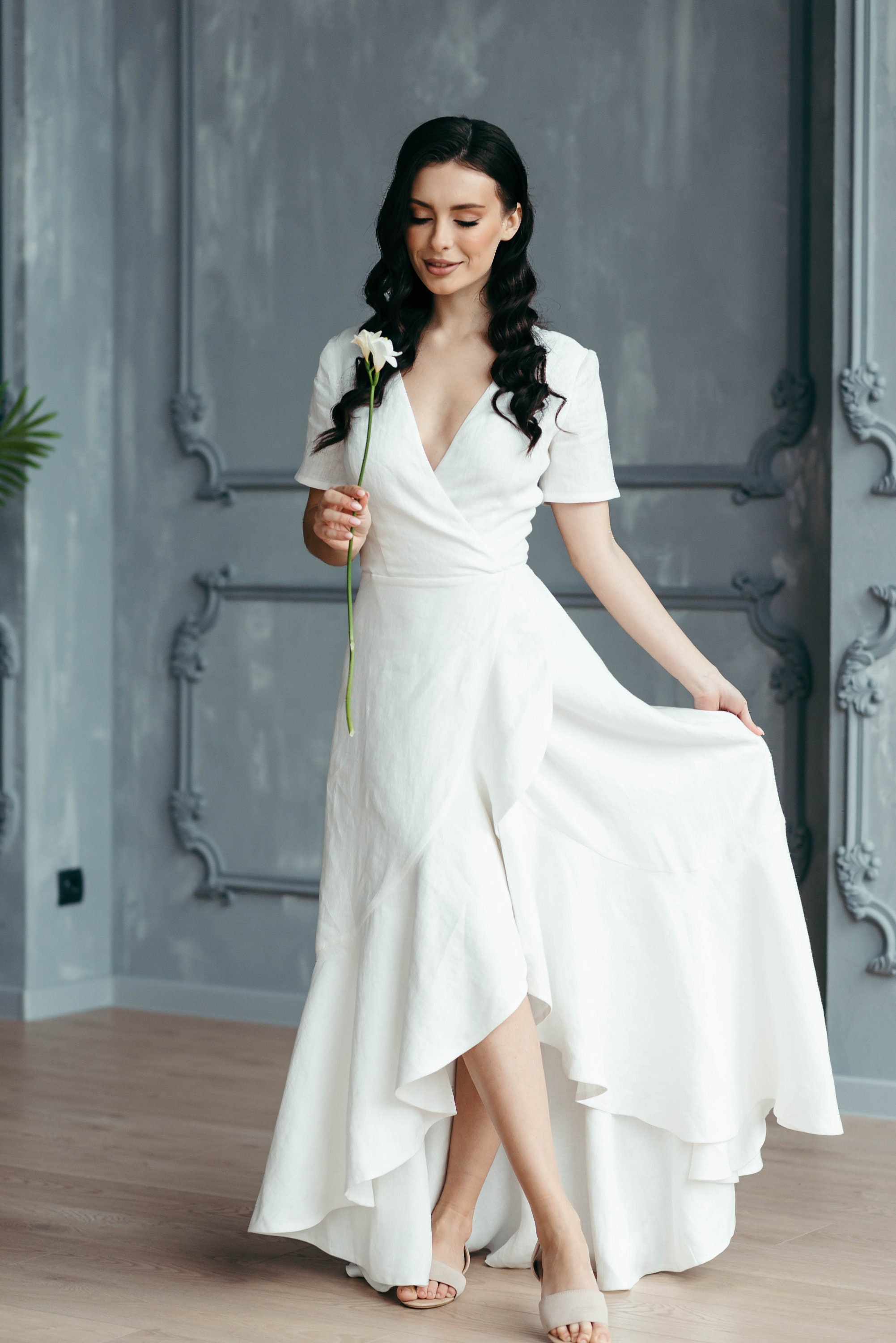 High low linen dress hot sale