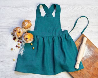 Pinafore Apron, Kids Apron, Apron Dress, Japanese Apron, Linen Apron, Linen Pinafore, Pinafore Dress Woman, Smock Apron, Cross Back Apron