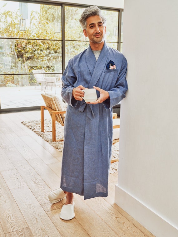 mens linen dressing gown