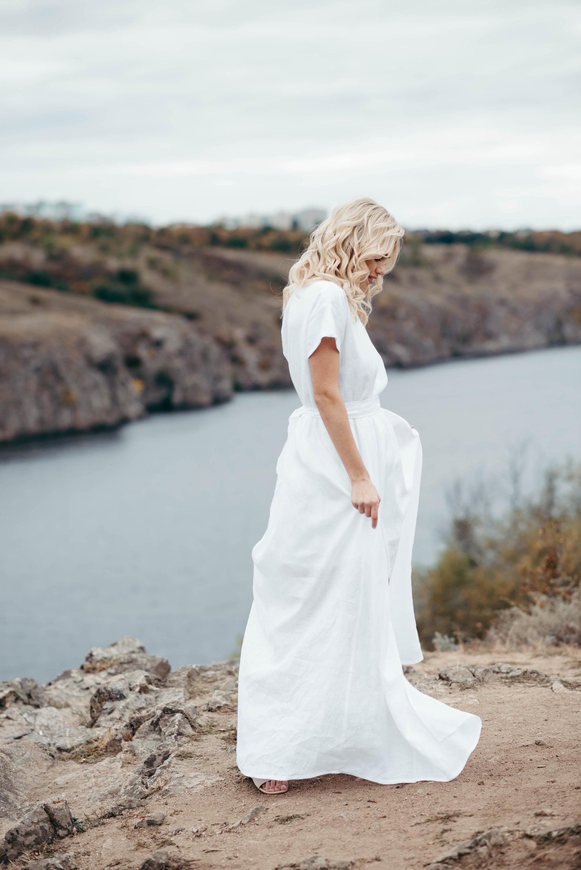 beach linen wedding dress Simple | Wedding Dress | Boho Wedding Dress upload-20240601 picked linen Prom Hairstyles Blue Dress Color:Seafoam Multi