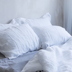 Nettle Fabric Bedding - Soft White Bedding - Double Duvet Cover Set - White Pillowcases - King Bedding - Eco Conscious - Linen Bedspread