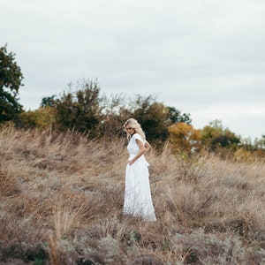 Linen Wedding Dress White Linen Maxi Dress Simple Wedding Gown Eco Wedding Dress Elopement Dress Boho / Beach Wedding Dress image 8