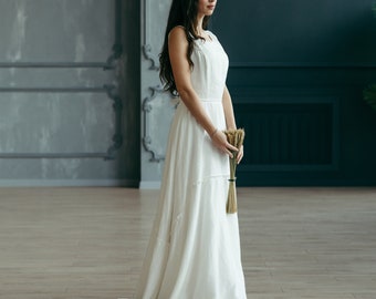 Leinenhochzeitskleid - Boho-Hochzeitskleid - Schlichtes Hochzeitskleid - Zielhochzeitskleid - Elopement-Kleid - Strandhochzeitskleid