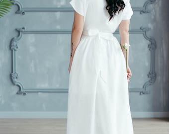 Linen Wedding Dress - Simple Wedding Dress - Beach Wedding Dress - Boho Wedding Dress - Romantic White Dress - Elopement Dress