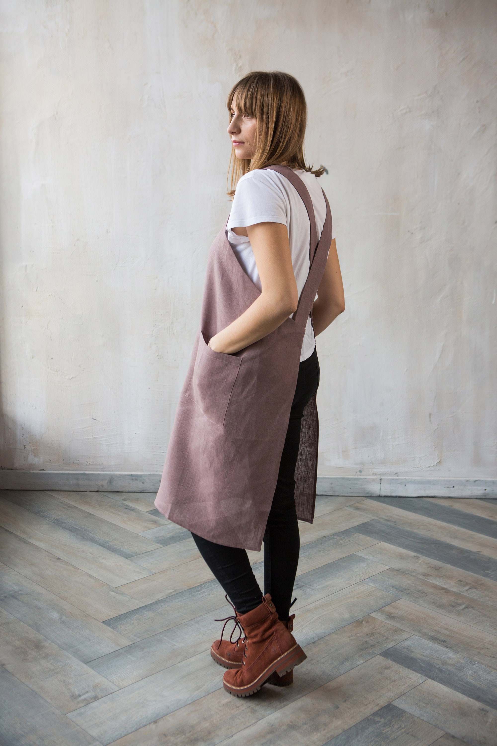 Linen Cross Back Apron Linen Apron Cross Back Apron Dress Etsy UK
