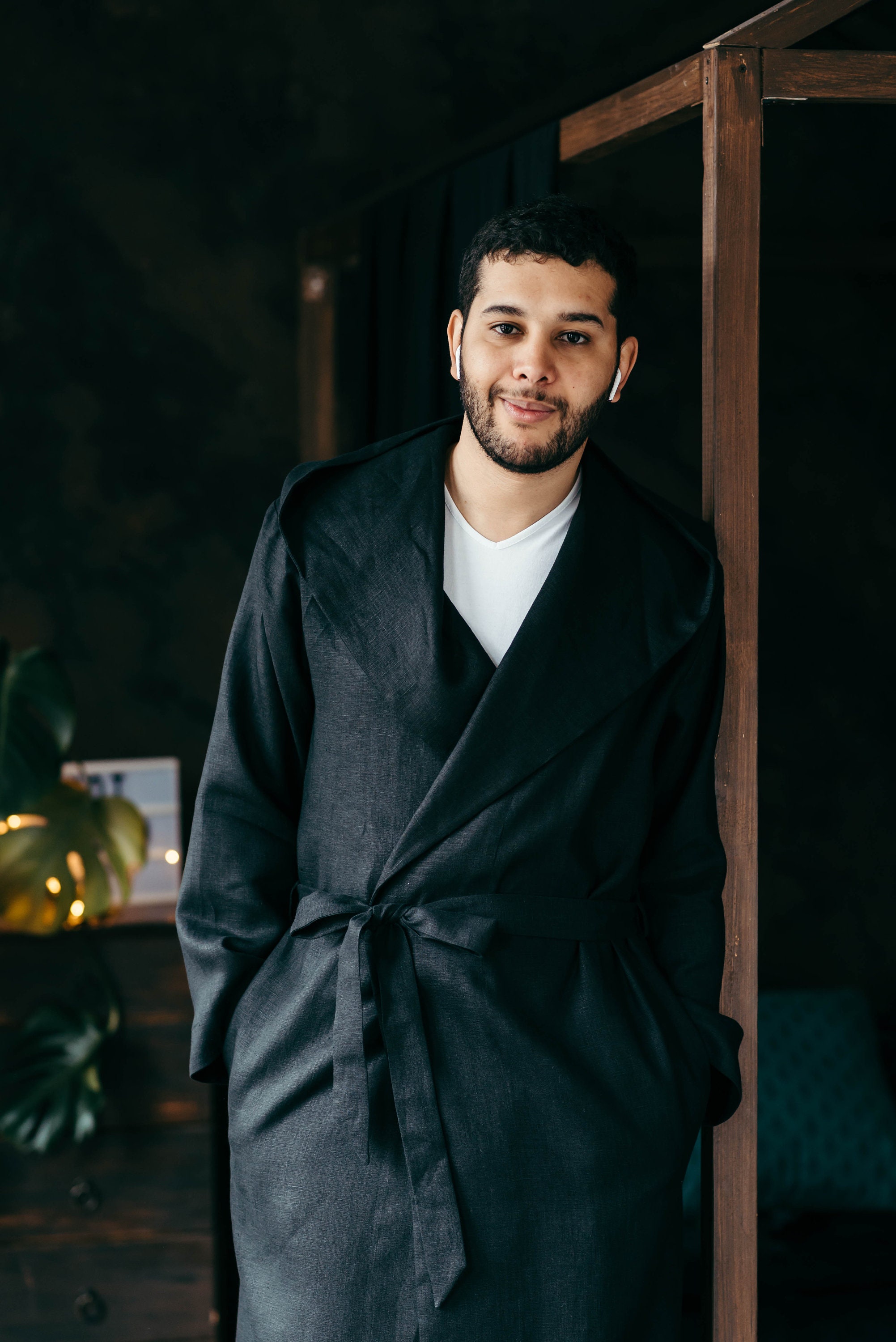 Robe for Men Bathrobe for Men Robe With Hood Linen Etsy