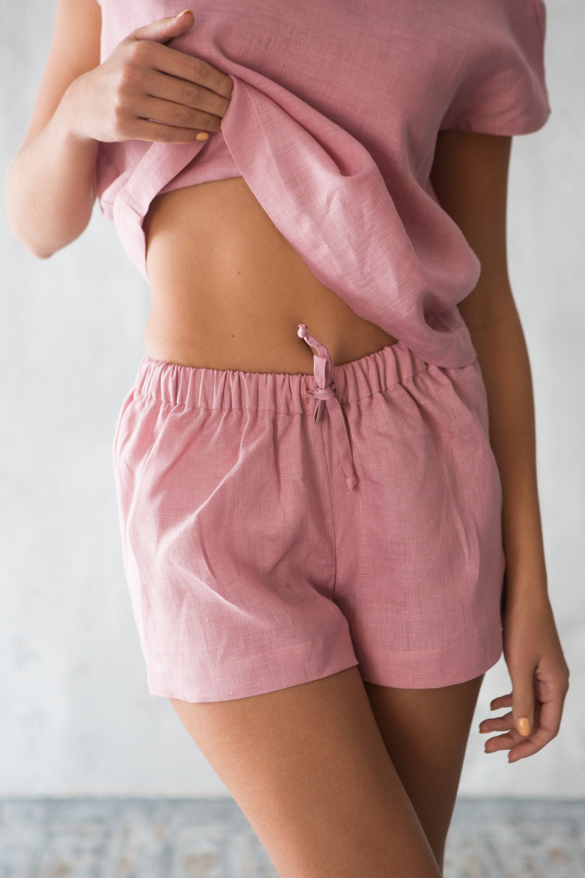 Women Pink Oversized T-Shirt and Shorts Lounge Wear Soft Towelling