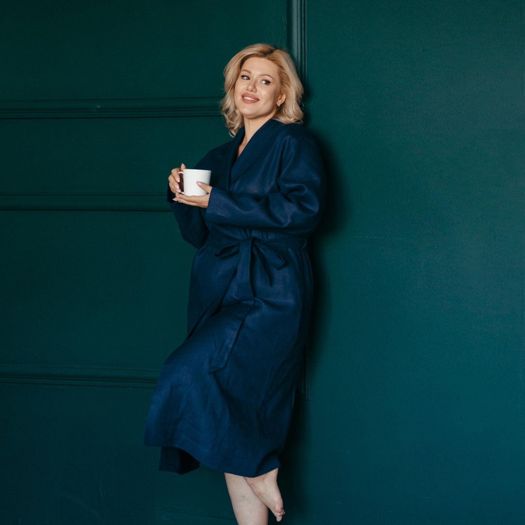 Womens Linen Robe - Linen House Robe - Bath Robe - Ladies Dressing Gown ...