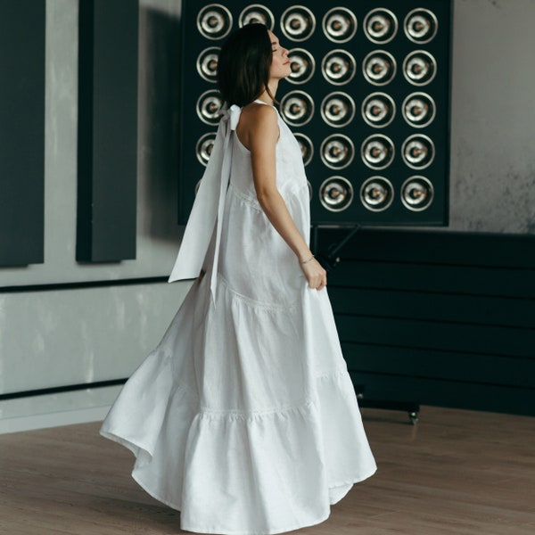 Linen Wedding Dress - Boho Wedding Dress - Beach Wedding Dress - White Linen Dress - Summer Wedding Dress - Simple Wedding Gown