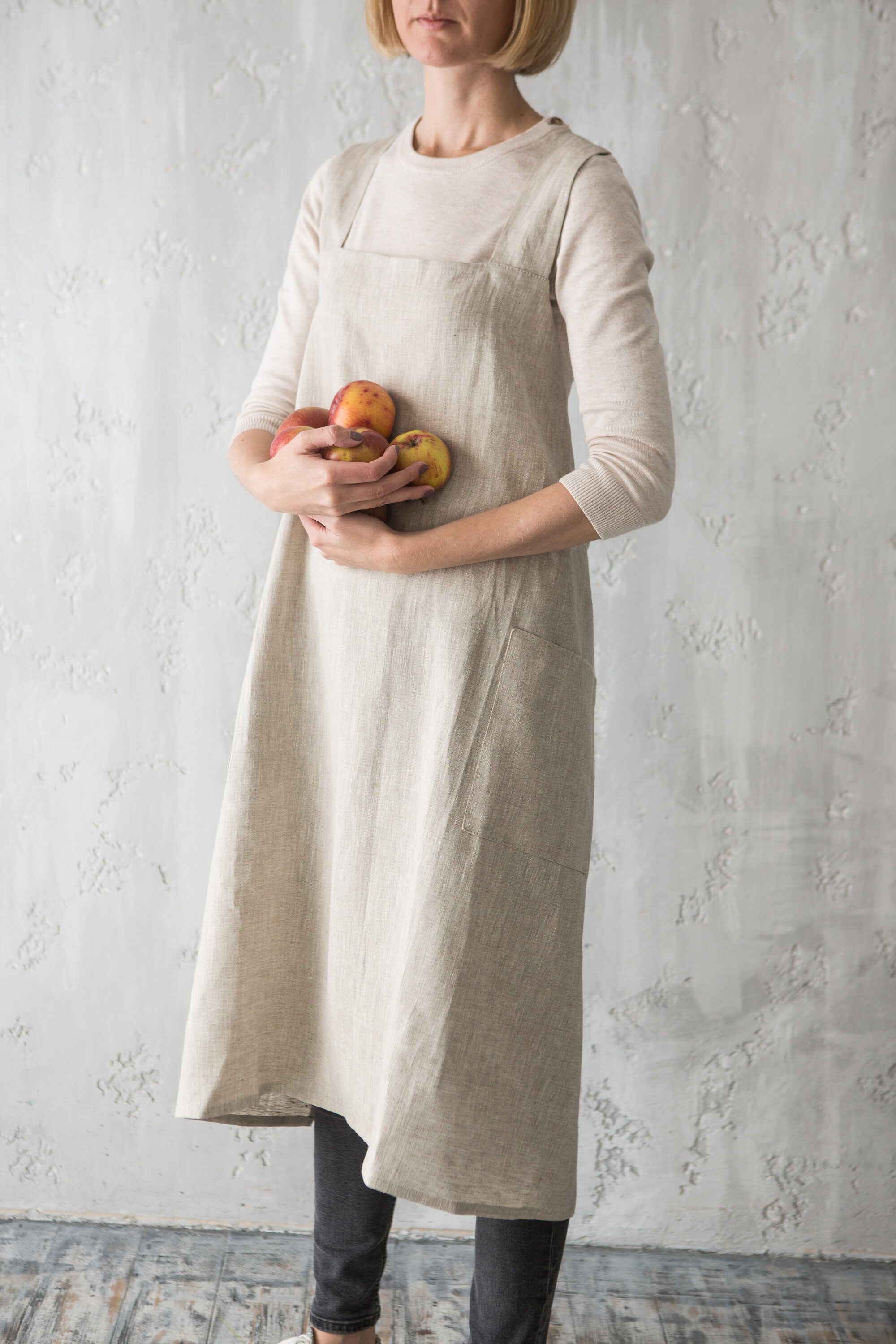 Linen Cross Back Apron Linen Apron Cross Back Apron Dress Etsy