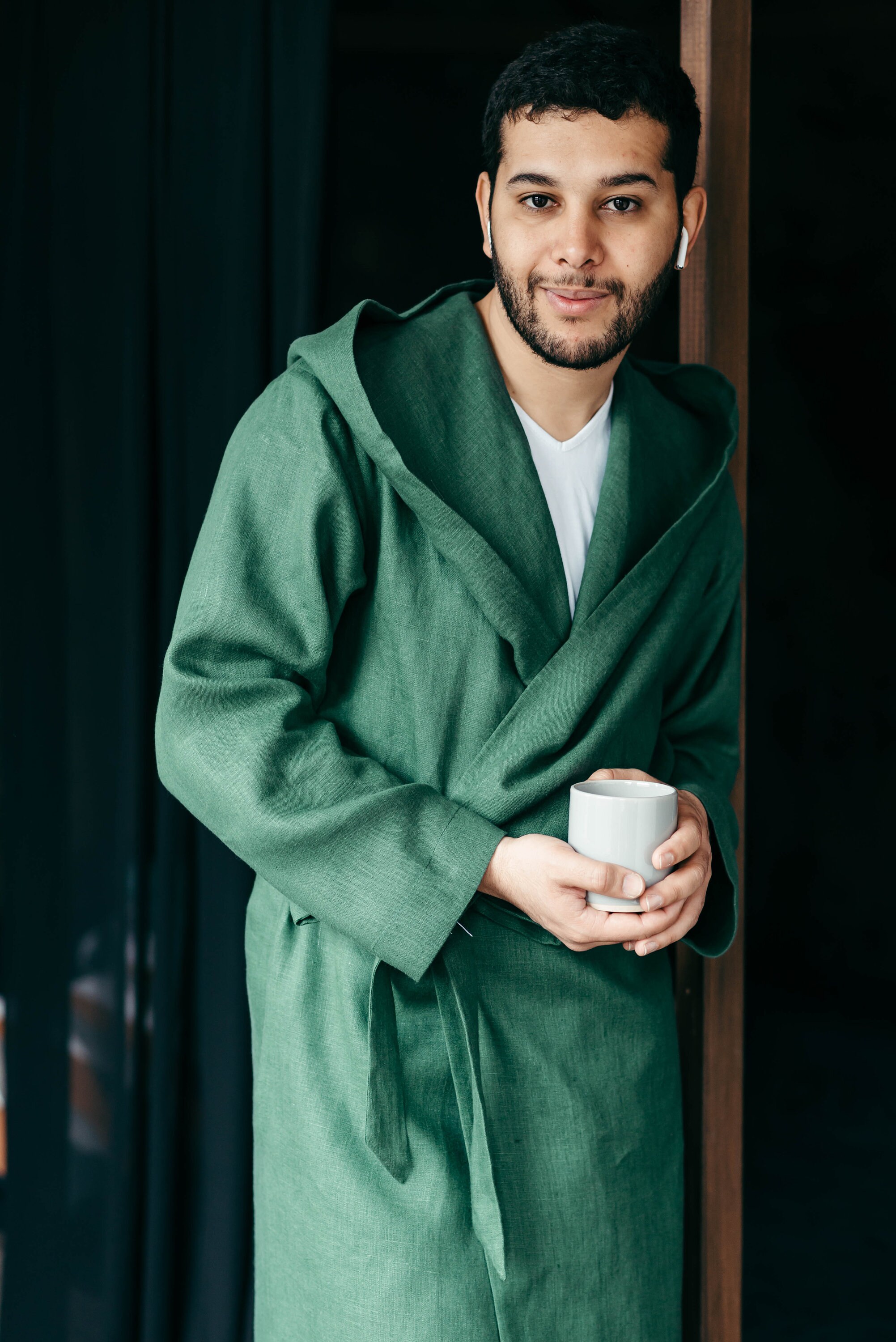Robe for Men Bathrobe for Men Robe With Hood Linen Etsy