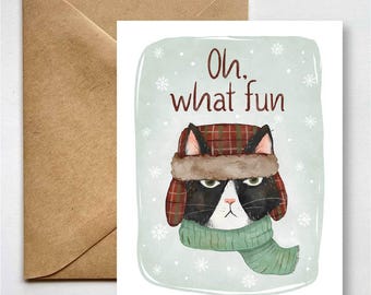 Grumpy Cat Christmas Card: Oh What Fun Holiday Stationary