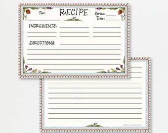 Ricette illustrate in stile folk floreale - Confezione da 12, Artisan Kitchen Style