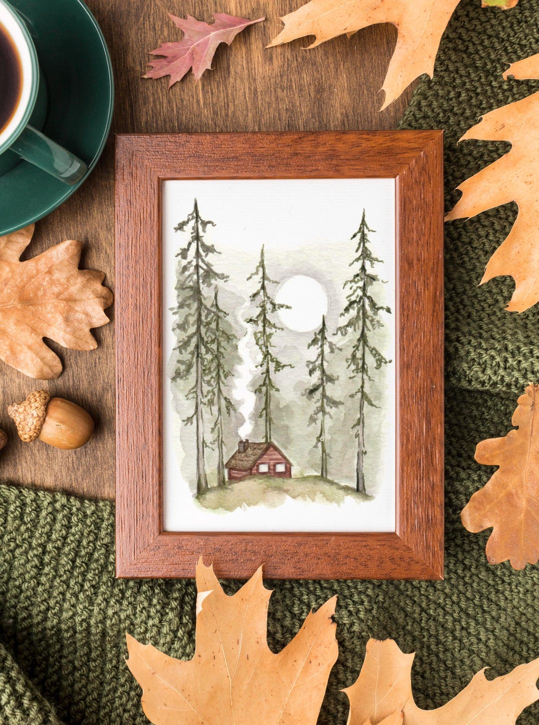 Cozy Cabin Watercolor Painting: Forest Home Art Print - Etsy